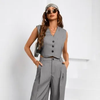 Moterų Liemenė Bako Viršuje Pilka Prarasti Trumpas Atsitiktinis Priemiestinių Universalus Kieto Kailis Naujas Outwear 2023 Naujas Produktas