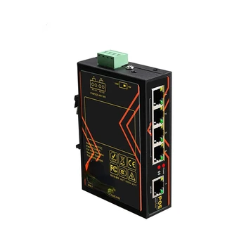 5 Prievadų POE switch 10/100Mbps Pramoninės klasės Fast Ethernet Switch DIN Bėgio Tipo Tinklo jungiklio, 48V 65W