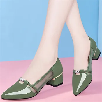 Cresfimix zapato negro tacon moterų mielas saldus aukštos kokybės žalioji slydimo kulno siurbliai šalies ponios atsitiktinis shoes a6123