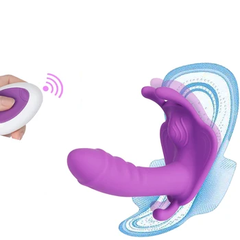 Moterų Masturbator Pūlingas Sekso Žaislas Nešiojami Dildo Vibratorius G Spot-Klitorio Stimuliatorius Sekso Žaislai Drugelis Varpos Kelnaitės Erotika Sexy