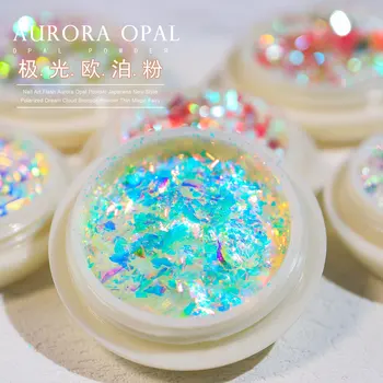 1 Dėžutė Opal Sluoksniuoti Blizgučiai Aurora Nagų Milteliai-Ultra Plonas Blizgančiais Piršto Meno Dulkių Chrome 